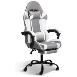 Cadeira Gamer Ergonômica Giratória com Altura Ajustáveis, YSSOA Gaming Chair Office Chair Grey , White, Cinza