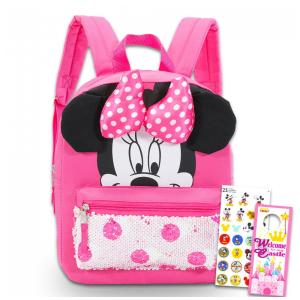 Mochila Escolar Infantil 30cm Disney Minnie Mouse para Meninas Rosa
