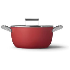 Panela de Caçarola Smeg Vermelha de 5 Litros e 24 cm com Tampa