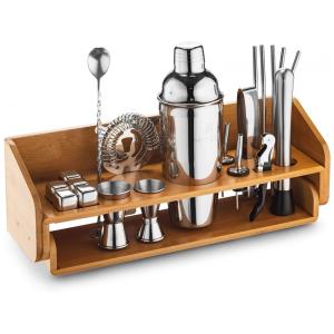 Kit Bn Profissional 20 Peças em Aço Inoxidável com Suporte de Madeira, MITBAK, Prateado