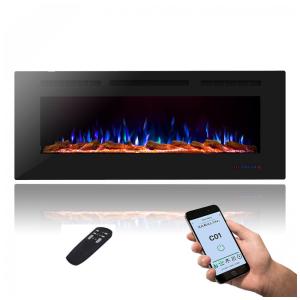 Lareira Elétrica de Embutir A54x137L com Controle Remoto e APP para Celular, 110V, Masarflame, Preta