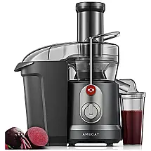 Centrífuga de Frutas 1L com Bocal Largo 8 centímetros, 2 Velocidades e Fácil de Limpar, 1300W, 110v, AMEGAT, Cinza Fosco