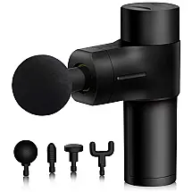 Massageador Pistola Elétrico Profissional Sem Fio 4 Acessórios, Velocidades 3300 RPM, SOIEHO, Preto