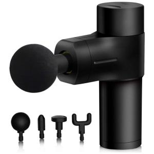 Massageador Pistola Elétrico Profissional Sem Fio 4 Acessórios, Velocidades 3300 RPM, SOIEHO, Preto