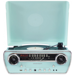 Vitrola Toca-Discos Powel 7 em 1 Bluetooth com Rádio AM/FM, CD Player e Aux-in, CR6047A-AB Crosley, Azul Aqua