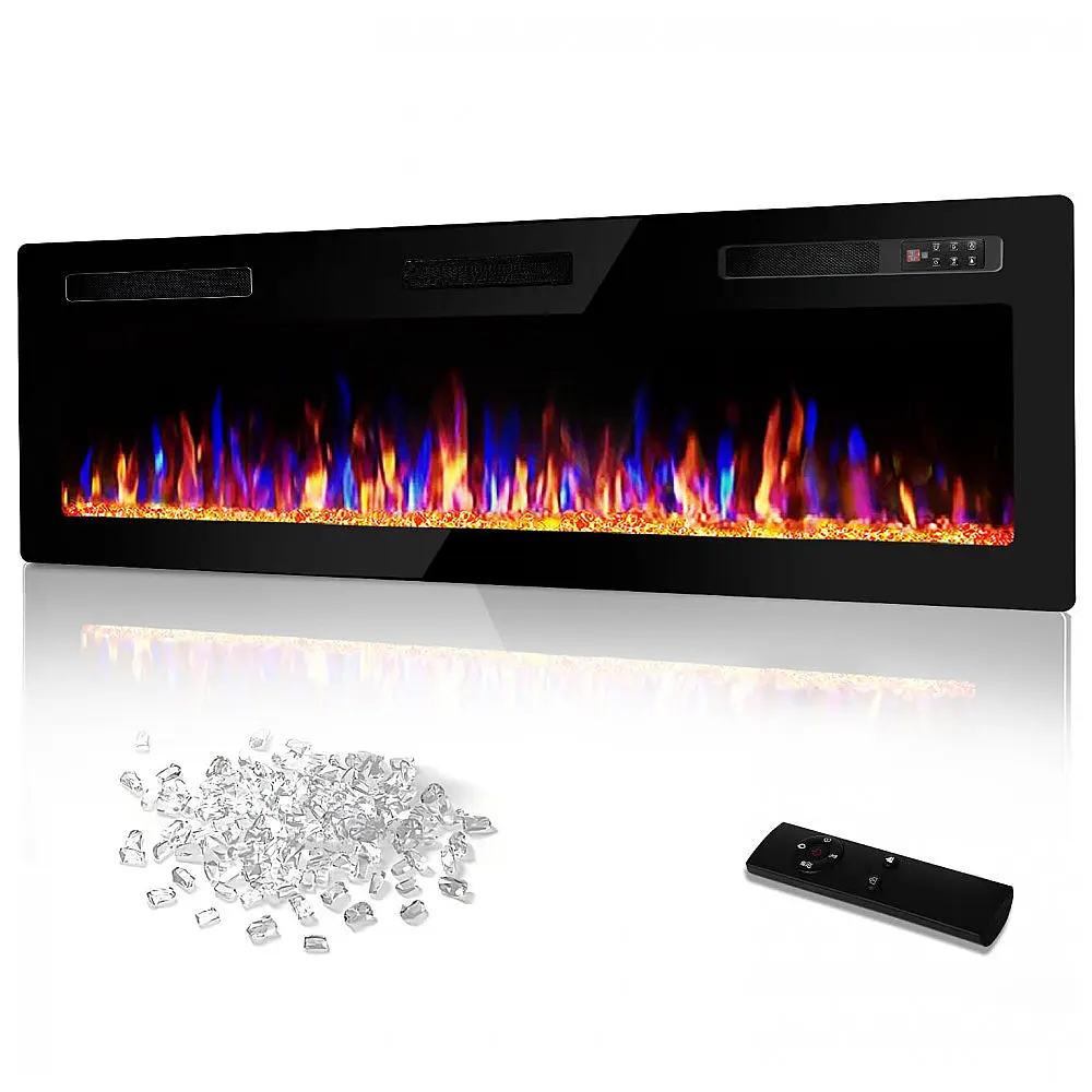 Lareira Elétrica Vitesse 183x46cm 1500W LED 12 Cores Embutir 110V