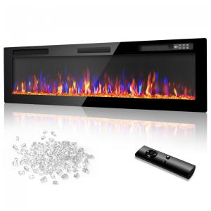 Lareira Elétrica de Embutir A45x182L com Controle Remoto e Tela Sensível ao Toque, 110V, Vitesse, Preta