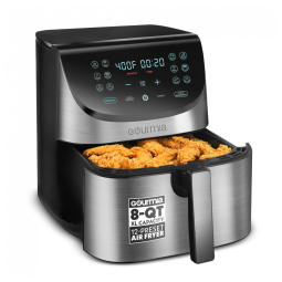 Air Fryer 8 Litros com Painel de Controle Digital, Aço Inoxidável, 1700W 110V, Gourmia, Prata