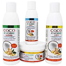 Kit de Tratamento para Cabelos Crespos o Crescimento e Hidrata com Gengibre e Coco, 4 Peças, EASY LOOK, Branco