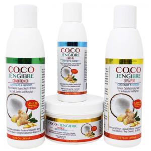 Kit de Tratamento para Cabelos Crespos o Crescimento e Hidrata com Gengibre e Coco, 4 Peças, EASY LOOK, Branco