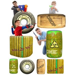 Obstáculos Infláveis para Paintball com 8 Peças, Skywin, Verde