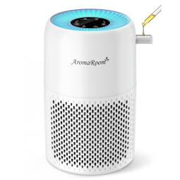 Purificador de Ar AromaRoom para Quarto com Filtros True HEPA13 3-em-1, Purificador de Ar para Animais com Almofada de Aroma para Fumaça