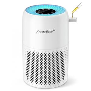 Purificador de Ar AromaRoom para Quarto com Filtros True HEPA13 3-em-1, Purificador de Ar para Animais com Almofada de Aroma para Fumaça