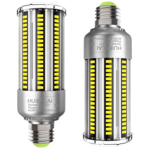 Lâmpada LED Base E26, E27 com 4000 Lumens Branca 6500K 300W, 2 Unidades, HUIERLAI, Prateado