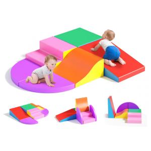 Blocos de Espuma Lischwert para Crianças, Brinquedo de Escalada Interno com Blocos Dobráveis e Túnel, 6 Peças para Crianças de 1 a 3 Anos.