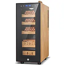 Humidor Elétrico Velieta Preto-Marrom 35L Termoelétrico Controle Digital Tela LED 250 Charutos