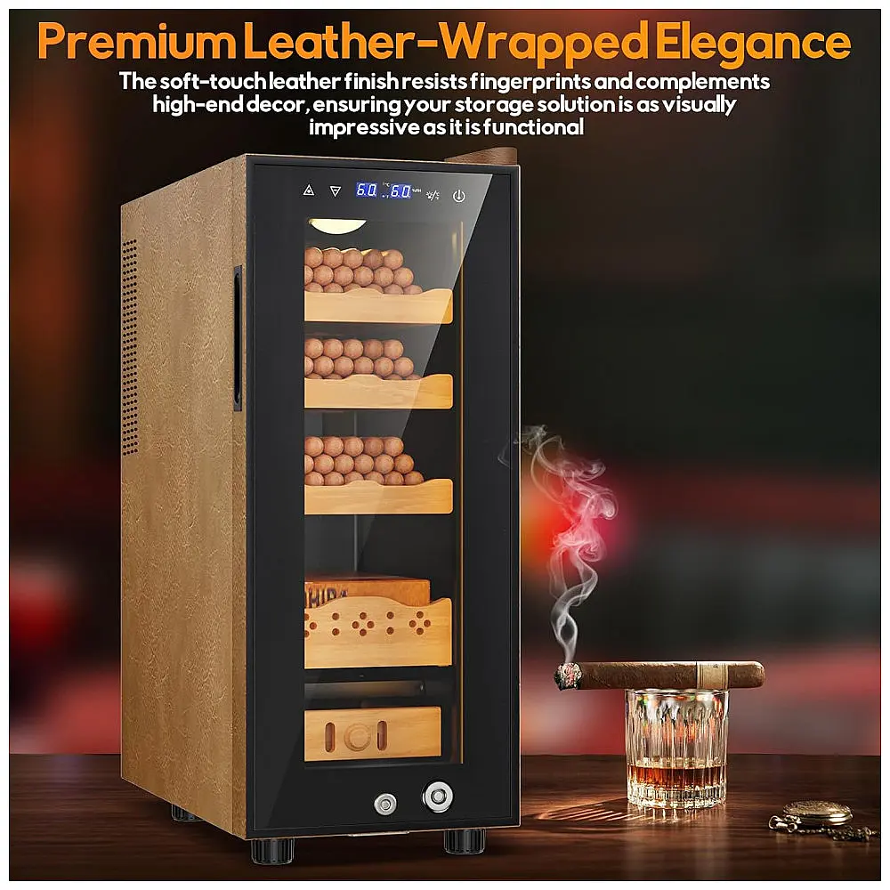 Humidor Elétrico Velieta Preto-Marrom 35L Termoelétrico Controle Digital Tela LED 250 Charutos — foto 2
