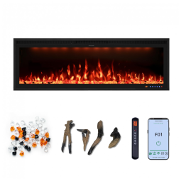 Lareira Elétrica Valuxhome 127 cm Ultra Fina, Embutida e para Montagem na Parede, Moldura Ultracompacta e Tela Ampliada com 13 Cores de