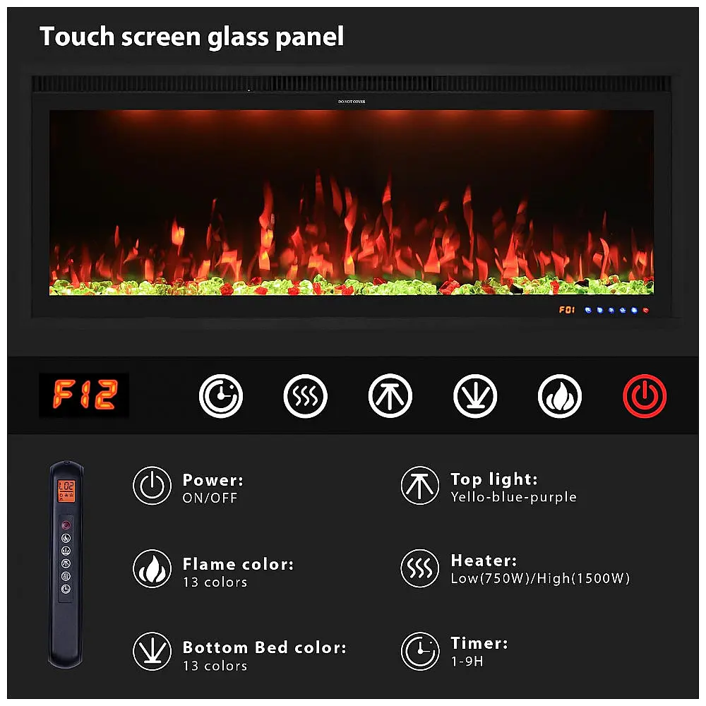 Lareira Elétrica Valuxhome 127 cm Ultra Fina, Embutida e para Montagem na Parede, Moldura Ultracompacta e Tela Ampliada com 13 Cores de — foto 3