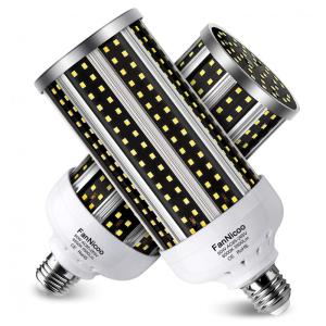 Lâmpada LED 500W 5500 Lumens 6500K Branca com Base E26, E27, 2 Unidades, FANNICOO, Prateado