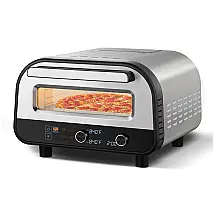 Forno de Pizza Elétrico AMZCHEF DL-P1208 12" de Bancada Alta Temperatura 454°C 6 Modos Pedra Refratária 110V