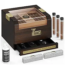 Humidor para Charutos DXXULL Tampa Transparente Madeira Cedro 45-50 Charutos Com Trava Combinação