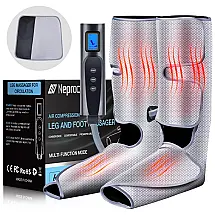 Massageador Elétrico de Compressão para Pernas e Pés 6 Modos e 3 Intensidades, Bivolt, NEPROCK, Cinza