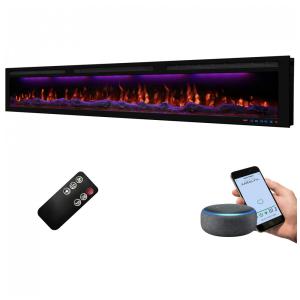 Lareira Elétrica de Embutir A44x223L com Controle por APP e Chamas Multicoloridas, 110V 1500W, Dreamflame, Preta