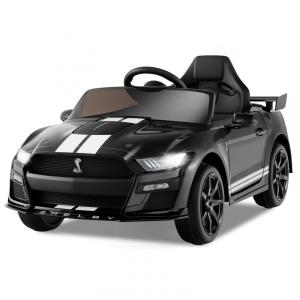 Carro Elétrico Infantil Licenciado Ford Mustang Shelby GT500 OLAKIDS Preto 12V 2 Velocidades Controle Remoto LED USB Rádio Música