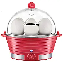Cozedor de Ovos Elétrico, Capacidade 6, 360W, 110v, CHEFMAN Electric Egg Cooker Boiler,, Vermelho