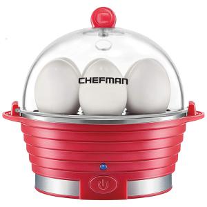 Cozedor de Ovos Elétrico, Capacidade 6, 360W, 110v, CHEFMAN Electric Egg Cooker Boiler,, Vermelho