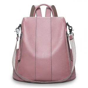 Mochila Feminina de Couro Conversível para Bolsa de Ombro, S ZONE, Rosa