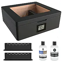 Humidor Case Elegance MAG Preto Fosco Capacidade 20-30 Charutos Vedação Magnética Higrômetro Digital