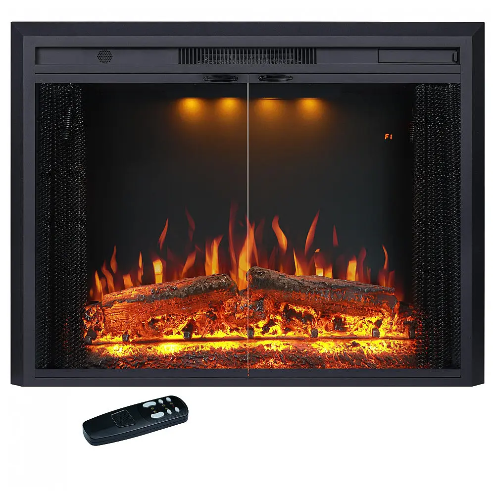 Lareira Elétrica Valuxhome 91x70cm 1500W Chamas 3 Cores Timer Embutir 110V