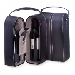 Bey-Berk Porta-Garrafas de Vinho em Couro Preto com Conjunto de Ferramentas, Bolsa de Viagem com Armazenamento Seguro e à Prova de