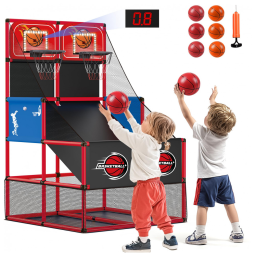Jogo de Basquete Arcade Infantil para 2 Jogadores com 6 Bolas, Placar Eletrônico e Luz LED para Crianças de 3 a 8 Anos, M SANMERSEN