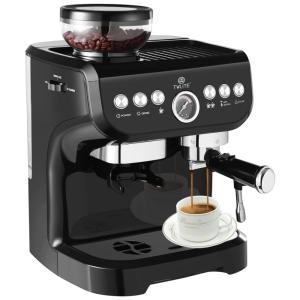Máquina de Café Expresso 15 Bar com Varinha de Vapor para Cappuccino, 110V 1500W, TWLITE, Preta