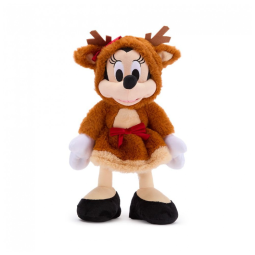 Pelúcia Oficial Disney Store Minnie Mouse Natal 2025, 38 cm, Fantasia Rena com Laço Brilhante e Detalhes Bordados