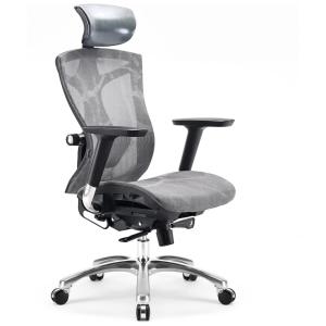 SIHOO V1 M108 Cadeira de Escritório Ergonômica Giratória com Apoio de Braços 4D, Suporte Lombar Ajustável e Apoio de Cabeça, Cinza