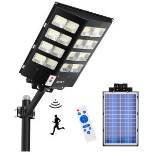 Luminária Solar Externa a Prova d IP67 800W com Controle Remoto, JAYNLT, Preto