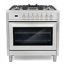 Fogão Dual Fuel COSMO F965 Inox Stellar 91cm 5 Bocas 107,6L Convecção 8 Funções, 220V