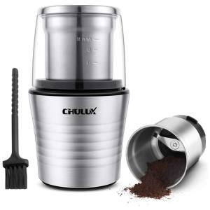 CHULUX CL EG20003 Moedor de Café em Grãos 75g de Aço Inoxidável, 110V, 200W, Prata