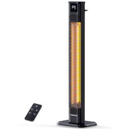 Aquecedor Externo Elétrico com Controle Remoto, 9 Níveis de Aquecimento e Temporizador de 24H, 110V 1500W, VAGKRI, Cinza