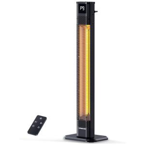 Aquecedor Externo Elétrico com Controle Remoto, 9 Níveis de Aquecimento e Temporizador de 24H, 110V 1500W, VAGKRI, Cinza