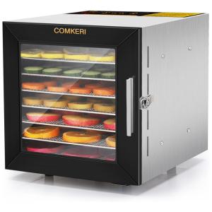 Máquina Desidratadora de Alimentos com 8 Bandejas e Controle de Temperatura, Aço Inoxidável, 700W, 110v, COMKERI, Prateado
