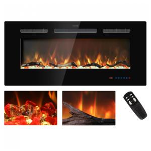 Lareira Elétrica de Embutir A44x99L com Controle Remoto, Tela Sensível ao Toque e Chamas Multicoloridas, 110V 1500W, Kentsky, Preta