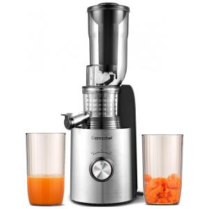 Centrífuga de Frutas de Pressão Fria para Alto Rendimento de Suco, 110V 250W, AMZCHEF, Prata