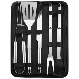 KGEZW Kit Churrasco na Grelha 5 Peças de Aço Inoxidável com Estojo de zenamento