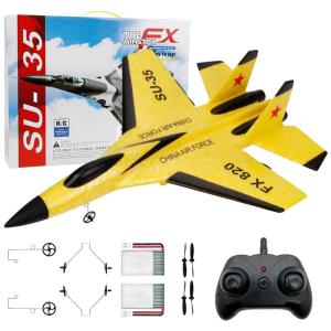 SU 35 Avião de Controle Remoto 2.4G Design 2CH, Idade Recomendada 14, EPIPGALE, Amarelo