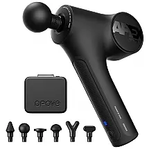 Massageador Pistola Elétrico Profissional Sem Fio 6 Acessórios, OPOVE Apex, Preto